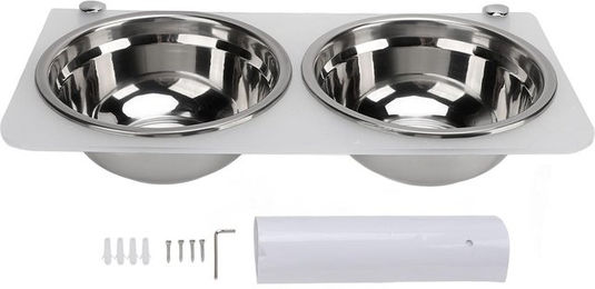Produktbild von 0,8 l Wandmontierter Hundenapf Edelstahl Erhöhte Hundenapf Wasser Näpfe Erhöht Hängend Welpe