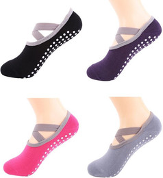 Produktbild von 1 Paar Sport Anti-Rutsch Yoga Socken Slipper für Damen Dame Bandage Pilates Socke Ballett Ferse Tanz