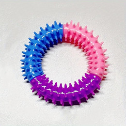 Produktbild von 1 Stück TPR Hund Langlebiges Kauspielzeug, Dreifarbiger Stachelring Hund Interaktives Spielzeug, Zahnreinigungs-Trainingsspielzeug Haustierbedarf, Weihnachtsgeschenke 1pc