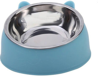 Produktbild von 100 ml Katzen-/Hundenapf, 15 Grad erhöht, rutschfeste Welpenbasis, Katzenfutter, Trinkwasser, Futterspender, Neigungsschutz, Hals, Haustiernapf, Zubehör blau