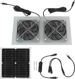 Produktbild von 15W Solarpanel-betriebener Ventilator Effiziente Solarbetriebene Doppelventilator-Kits für Hühnerstall Gewächshäuser Schuppen