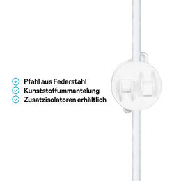 10er Pack Pulsara Pigtail Weidezaunpfahl aus Metall in Weiß 1,0 m – Bild 1 von 3