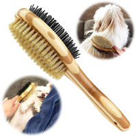 Produktbild von 2-in-1 Haustierbürste mit Naturborsten und Bambusgriff für Hunde und Katzen