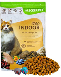Produktbild von 2,5 kg Lecker.Pet® Balu's Indoor Geflügel Katzenfutter Trockenfutter Vollnahrung + 2 Mäuse