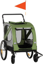 Produktbild von 2-in-1 Hundeanhänger &amp; Hundebuggy, Hundefahrradanhänger bis 20 kg, Oxford, Grün
