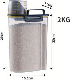Produktbild von 2 kg Hunde- und Katzenfuttereimer, Kunststoff-Vorratsbehälter mit Messbecher, feuchtigkeitsbeständiger, versiegelter Behälter, Heimtierbedarf 2KG