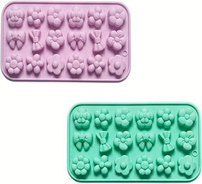 Produktbild von 2 Stück Schokoladen-Bonbon-Formen, Silikon-Seifenformen, Blumen- und Schleifenform, Kuchenformen für selbstgemachte Seife, Hundeleckerli, Kuchen, Puddingformen 2pcs