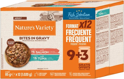 Produktbild von 2 x Nature's Variety zum Sonderpreis! -  Bites in Soße Fisch-Auswahl 2 Sorten (2 x 48 x 85 g)