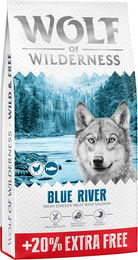 Produktbild von 20% gratis! 14,4 kg Wolf of Wilderness Adult Getreidefrei - Blue River - Lachs (Neue Rezeptur)