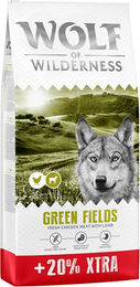 Produktbild von 20% gratis! 14,4 kg Wolf of Wilderness - getreidefrei - Green Fields - Lamm