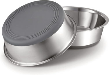 2er Set Hundenäpfe aus Edelstahl mit rutschfestem Silikon 1800ml Silber - 2 x 1800 ml – Bild 1 von 6