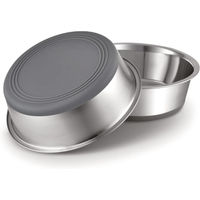 Produktbild von 2er Set Hundenäpfe aus Edelstahl mit rutschfestem Silikon 1800ml Silber - 2 x 1800 ml