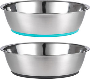 2er Set Rutschfeste Napf aus Edelstahl für Hunde und Katzen 425ml Grau Blau Silber - 2 x 425 ml – Bild 1 von 4
