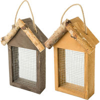 Produktbild von 2er Set Vogelfutterstationen aus Holz in Braun als hängende Futtersäulen von 2 Friends