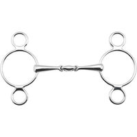 Produktbild von 3 Ring Trense doppelt gebrochen aus Edelstahl 16 mm Gebiss 14,5 cm Silber