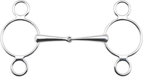 3 Ring Trense mit einfach gebrochenem Gebiss aus Edelstahl 16 mm 12,5 cm Silber – Bild 1 von 1