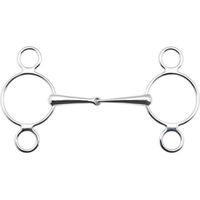 Produktbild von 3 Ring Trense mit einfach gebrochenem Gebiss aus Edelstahl 16 mm 12,5 cm Silber