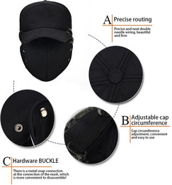 Produktbild von 3 in 1 Mütze mit Vollgesicht-Ohrenklappe Winterwarme Mütze für Outdoor-Sport Skifahren