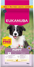 Produktbild von 3 kg gratis! 18 kg Eukanuba Premium Nutrition mit Huhn - Puppy Medium Breed