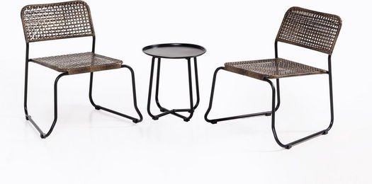 Produktbild von 3-tlg. Gartenmöbel-Set Bistrotisch mit 2 stapelbaren Stühlen in Rattanoptik