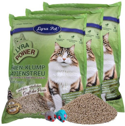 Produktbild von 3 x 10 Liter Lyra Pet® Lyra Power Pinien Katzenstreu klumpend + 2 Mäuse