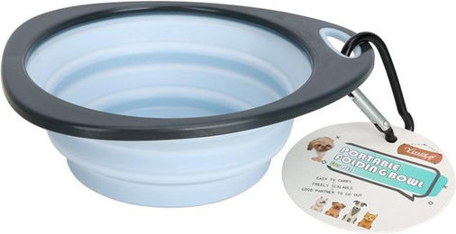 Produktbild von 320ml Zusammenfaltbarer Outdoor Reise Tragbarer Welpenfutterbehälter Futterspender Schüssel Haustierbedarf Hund Haustier Faltbare Silikonschüssel 320ML blau