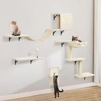 Produktbild von 4-teiliges Katzen Klimwandset aus Holz in Beige