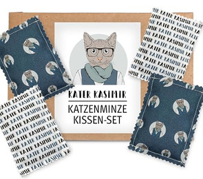 Produktbild von 4 handgemachte Katzenminze-Kissen aus Bio-Baumwolle