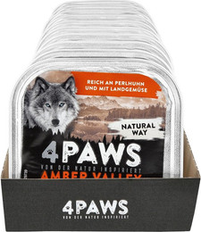 Produktbild von 4 PAWS Hundenahrung Perlhuhn Gemüse 300 g, 10er Pack