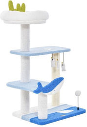 Produktbild von 4-stöckiger Kratzbaum mit Plüschsitzfläche und Spielzeug