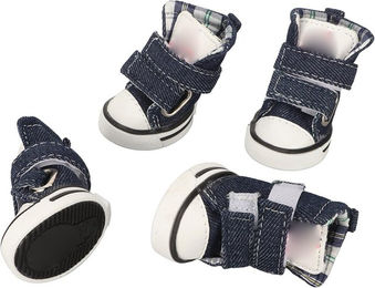 Produktbild von 4 stücke Leinwand Welpen Schuhe Stilvolle Nette Slip Widerstand Atmungsaktiv Komfortable Haustier Pfote Schutz für Number 1