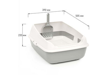 Produktbild von 4BIG.fun Katzentoilette Schalentoilette mit Reinigungssieb und Hochrand in Grau