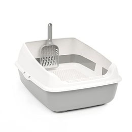 4BIG.fun Katzentoilette Schalentoilette mit Reinigungssieb und Streuschaufel aus Kunststoff in Grau – Bild 1 von 2