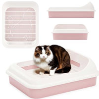Produktbild von 4BIG.fun Offene Schalentoilette für Katzen mit abnehmbarem Hochrand und Reinigungssieb Rosa