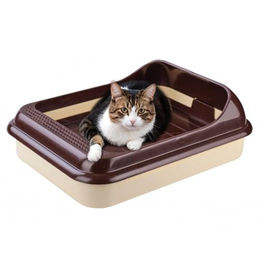 4big.fun Schalentoilette für Katzen und Kätzchen mit Reinigungssieb in Braun – Bild 1 von 5