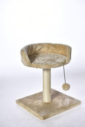4er Set BURI Kratzbaum für Katzen mit Liegefläche aus Plüsch und Sisal in Beige 34x34x44 cm – Bild 1 von 1