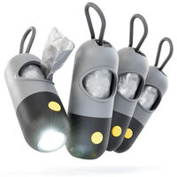 Produktbild von 4er Set greate Kotbeutelspender für Hunde in Schwarz mit Taschenlampe und Karabinerhaken inklusive 30 Kotbeuteln - 4 x 15 Stk.