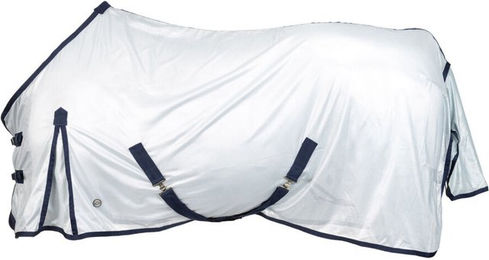 4HORSES Fliegendecke Salerno für Pferde aus Polyester in Silber-blau/Weiß – Bild 1 von 3