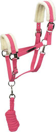 4HORSES Halfter Bardolino mit Strick für Warmblut in Rosa und Silber aus Polyester – Bild 1 von 2