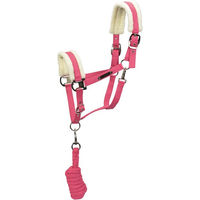 Produktbild von 4HORSES Halfter Bardolino mit Strick für Warmblut in Rosa und Silber aus Polyester