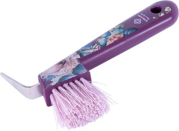 Produktbild von 4Horses Hufkratzer Flower Garden Bürste aus Kunststoff für die Hufpflege in Rosa und Lila
