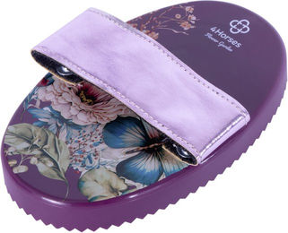 4Horses Striegel Flower Garden Bürste für Pferde in Rosa und Lila – Bild 1 von 2