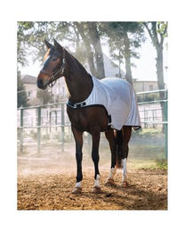 4Horses Walkerdecke Mesh Vigo Fliegen-Führmaschinendecke für Pferde 125cm Silber Weiß – Bild 1 von 3