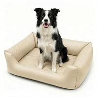 Produktbild von 4L Textil Mario L Orthopädisches Hundebett aus Kunstleder mit Memory Foam in Beige 100x70x25 cm - 4 l