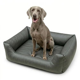 4L Textil Mario L Orthopädisches Hundebett aus Kunstleder mit Memory Foam in Graphit 100x70x25 cm - 4 l – Bild 1 von 9