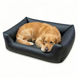 4L Textil Mario L Orthopädisches Hundebett aus Kunstleder mit Memory Foam in Schwarz 100x70x25 cm - 4 l – Bild 1 von 6