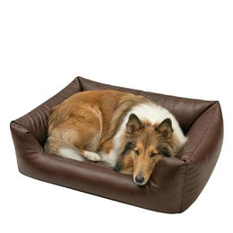 4L Textil Mario Premium Hundekorb aus Kunstleder für mittelgroße Hunde Braun 100x70x25 cm – Bild 1 von 9