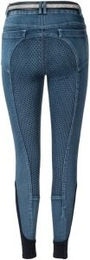 4Riders Jeansreithose Mia Full Grip für Damen aus Baumwolle Blau Weiß Größe 38 – Bild 1 von 3