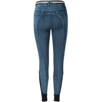 Produktbild von 4Riders Jeansreithose Mia Full Grip für Damen aus Baumwolle Blau Weiß Größe 38