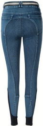 4Riders Kinder-Jeansreithose Mia Full Grip aus Baumwolle Blau Weiß Größe 158-164 – Bild 1 von 3